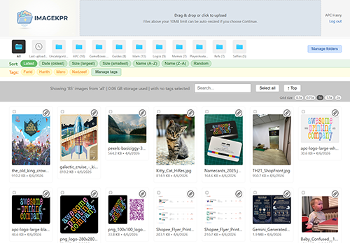 ImageKpr: folders, filters, and image grid